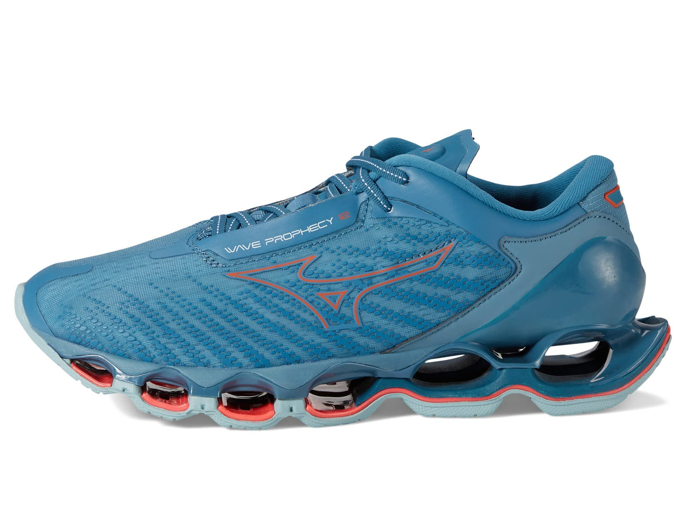 Mizuno Men's Wave Prophecy 12 Running Shoe, Forget Me Not/Soleil, 13