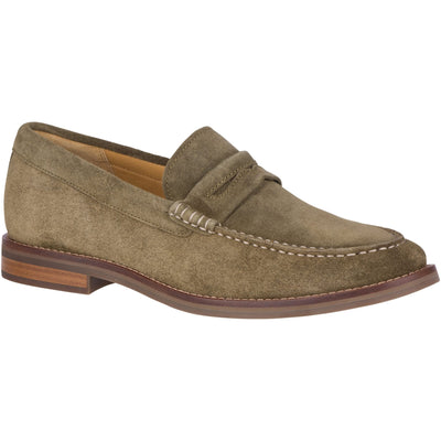 Sperry Men's Gold Cup Exeter Suede Penny Loafer, Olive, 11.5