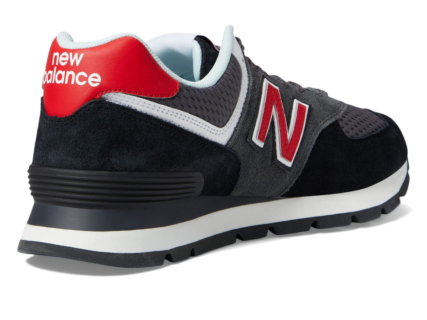 New Balance Classics 574D Rugged Sneakers for Men - Low Top Silhouette and Breathable Textile Lining Black/Red 2 13 D - Medium