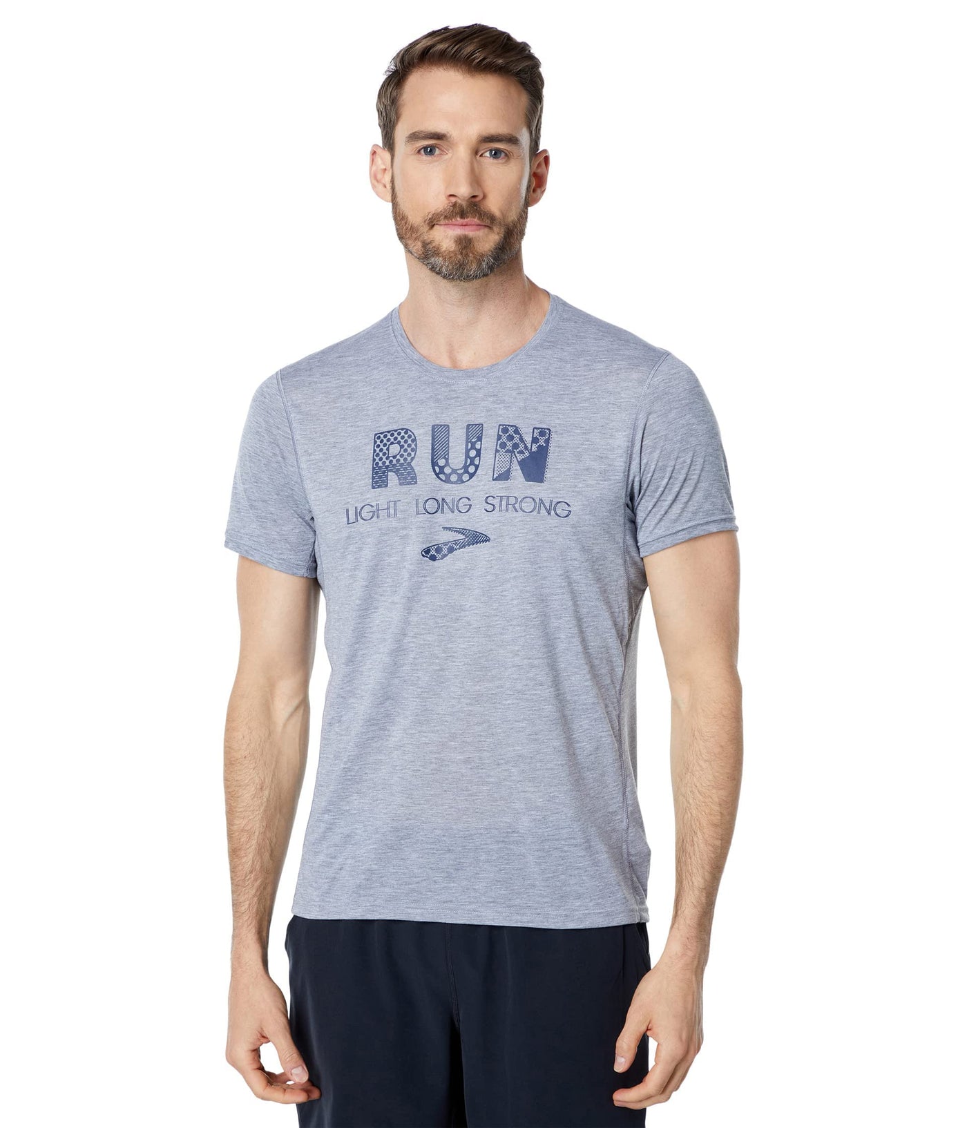 Brooks Distance Graphic Short Sleeve Heather Ash/Run Light MD