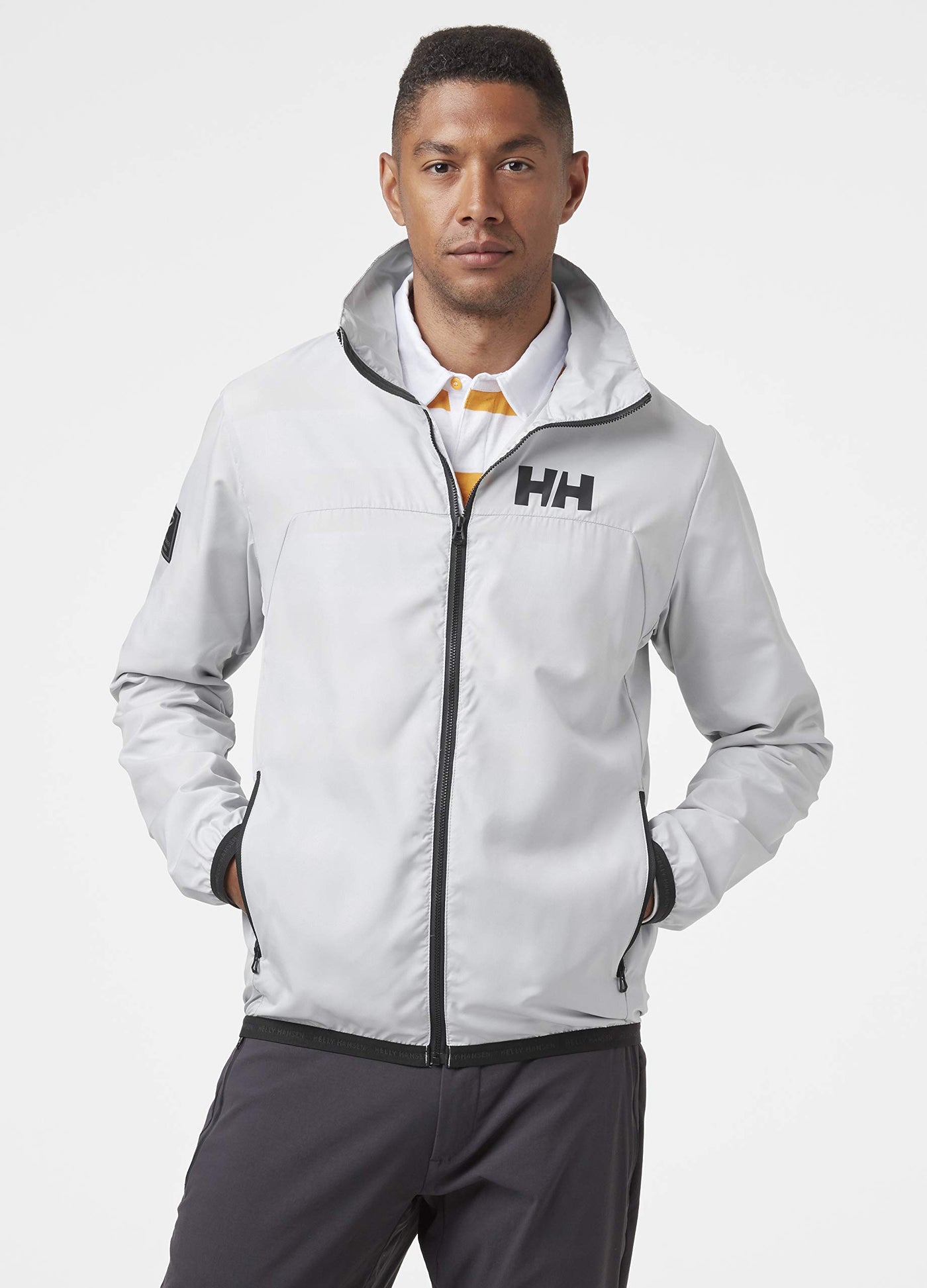 Helly-Hansen Mens HP Light Windbreaker Waterproof Windproof Breathable Sailing Jacket, 853 Grey Fog, Medium