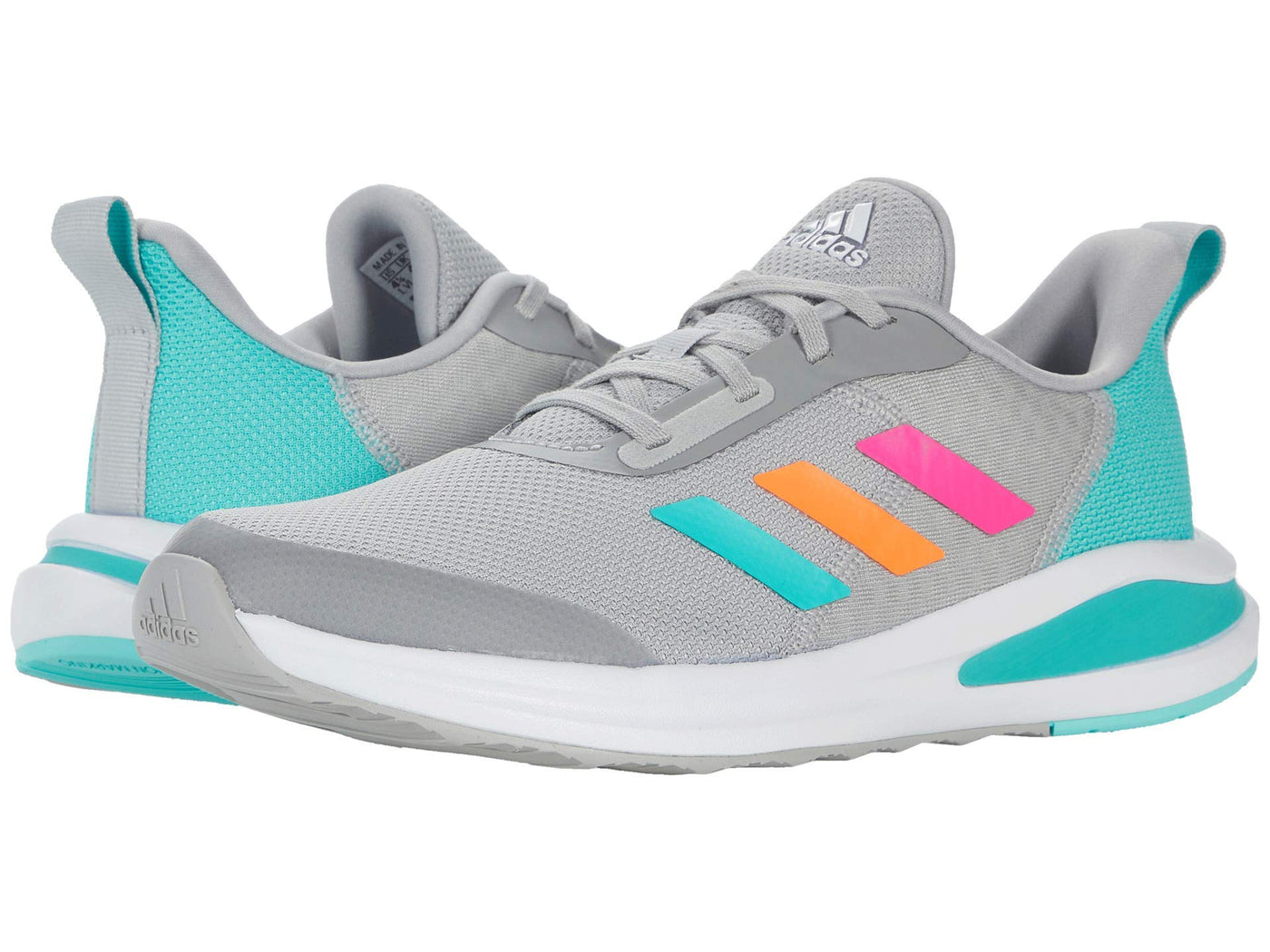 adidas Fortarun (Big Kid) Grey/Acid Mint/Screaming Pink 5.5 Big Kid M