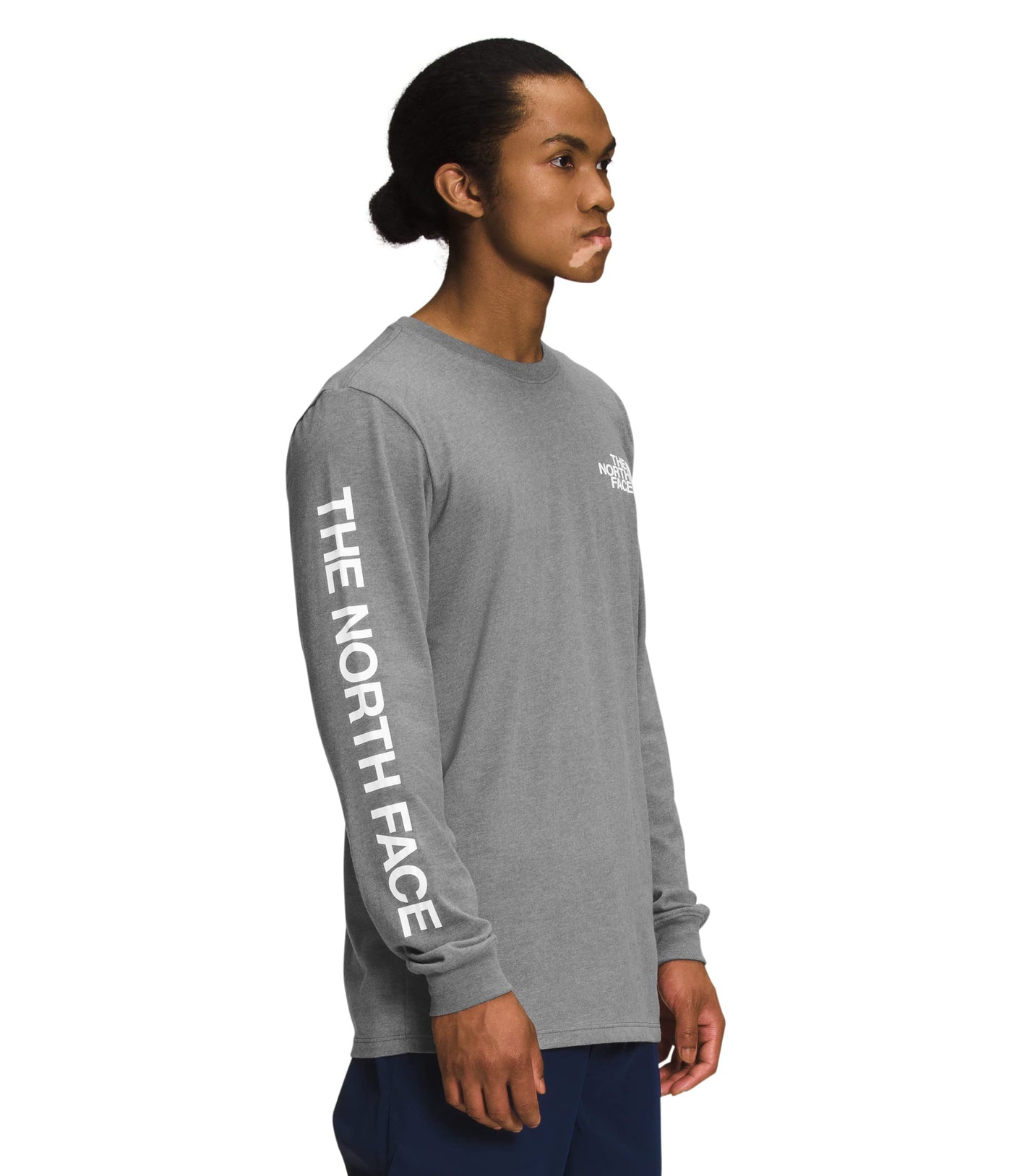 THE NORTH FACE Men's TNF Sleeve Hit Long Sleeve Tee, TNF Meld Grey Heather/TNF White, XX-Large