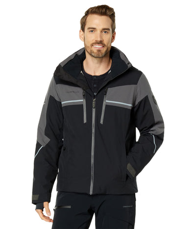 Obermeyer Charger Jacket for Men - Attached Hood With Adjustable Long Sleeves, Warm and Cozy Winter Jacket Black XXL Regular One Size