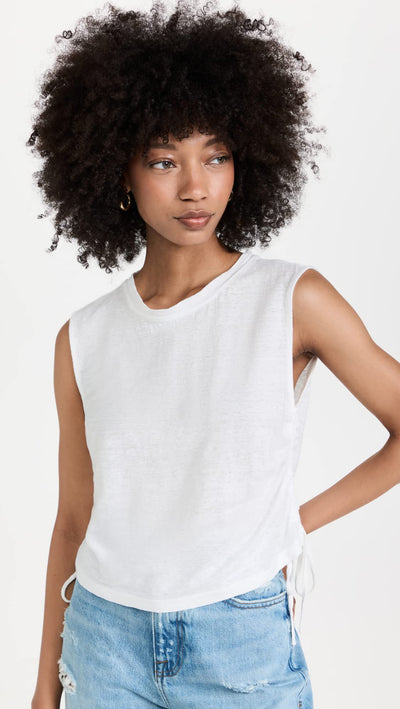 FRAME Women's Side Cinch Muscle Tee Large Blanc