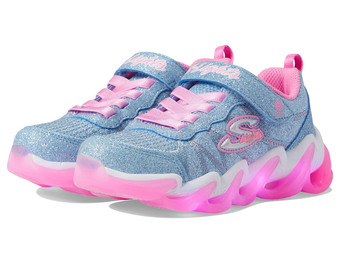 Skechers Girl's Sport Lighted - Hyper Surge 302330L (Little Kid/Big Kid) Light Blue/Pink 12 Little Kid M