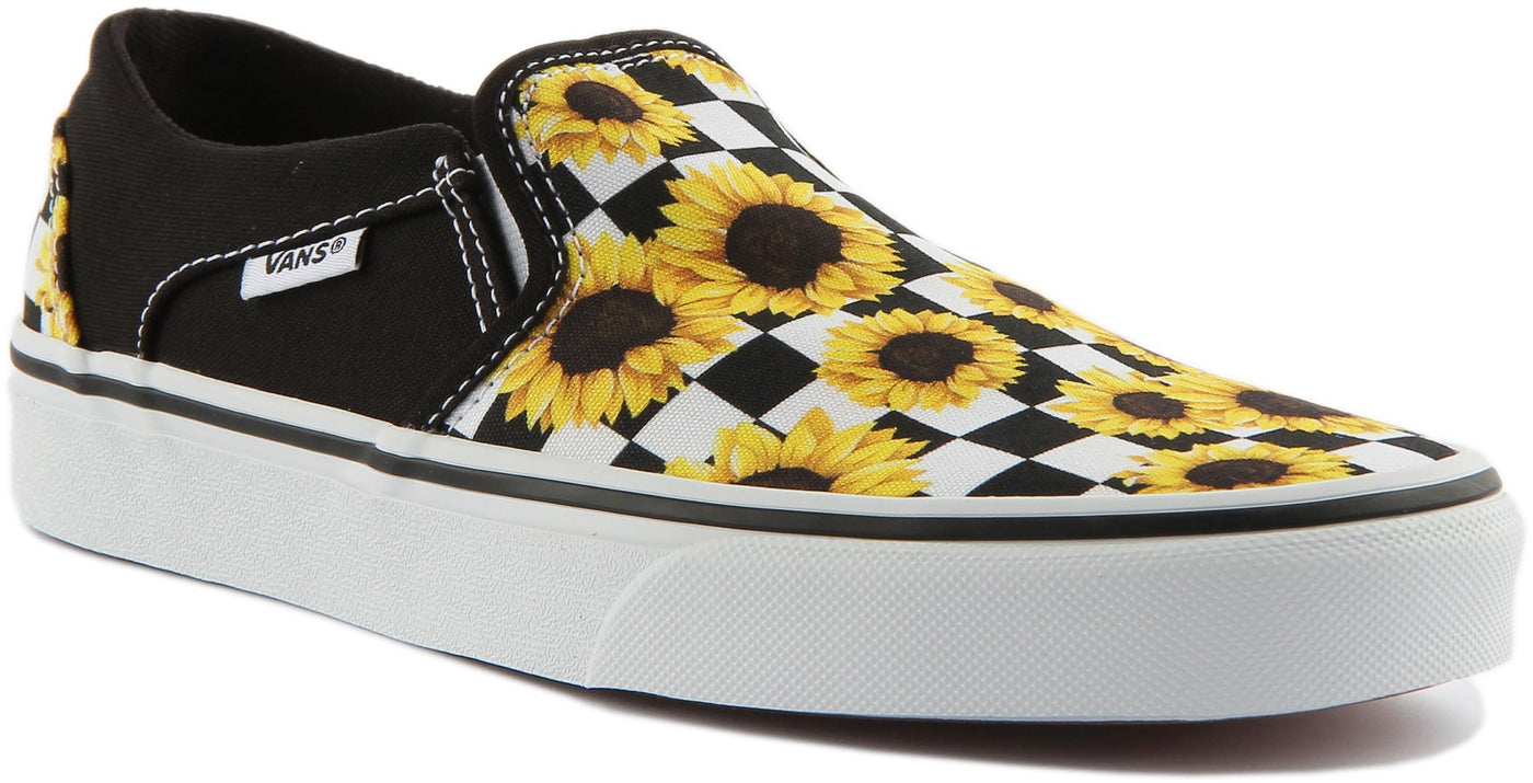 Vans Women's WM Asher Sneaker, Sunflower Checker Multi White, 8