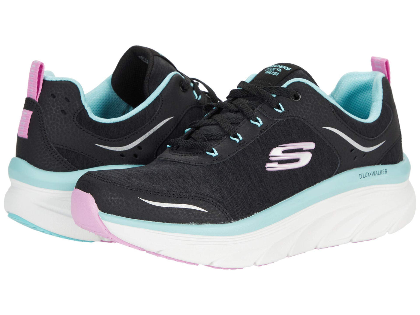 Skechers D'Lux Walker - Cool Groove Black/Turquoise 7 B (M)