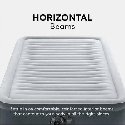 Intex 67765ED Dura-Beam Deluxe Comfort-Plush Mid-Rise Air Mattress: Fiber-Tech – Twin Size – Built-in Electric Pump – 13in Bed Height – 300lb Weight Capacit