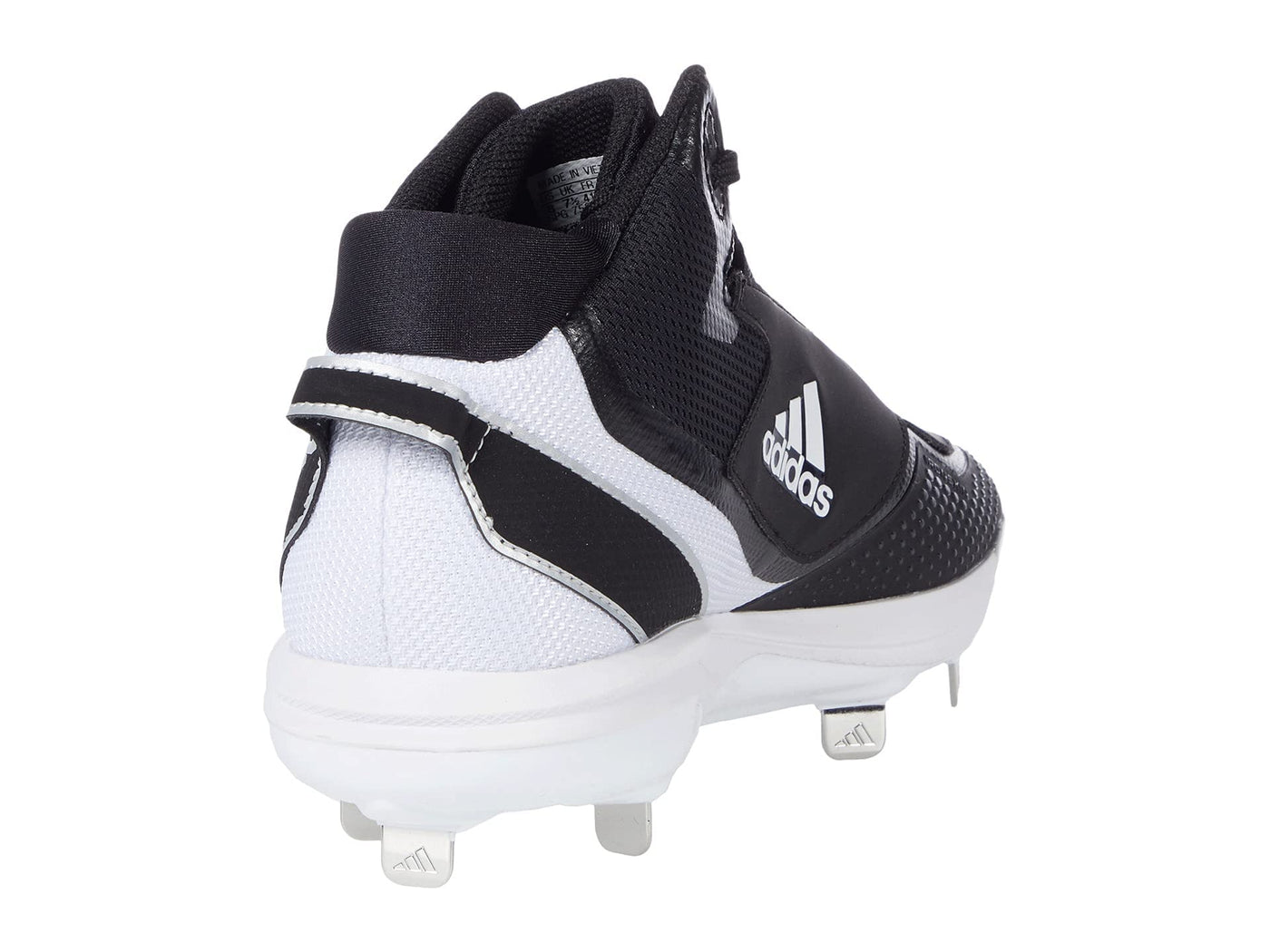 adidas Men's Icon 7 Mid Cleats 9 Black/White/Silver Metallic