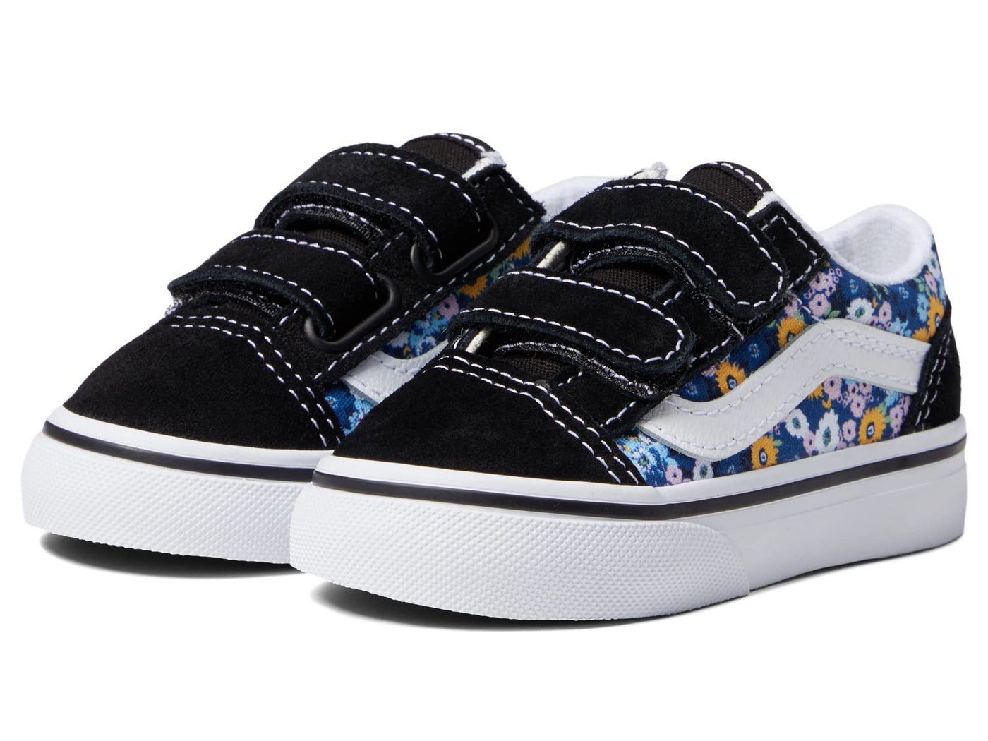 Vans Unisex-Child Old Skool V Core (Little Big Kid) 8 Toddler (Floral) Black/Multi