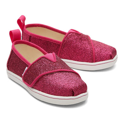 TOMS Unisex-Child Alpargata Loafer Flat 4 Big Kid Dark Pink Glitter