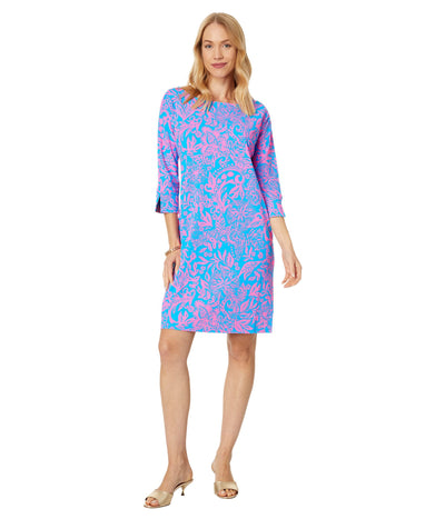 Lilly Pulitzer Braedyn UPF 50+ Dress for Women - Nylon-Blend Fabric - UPF 50+ Sun Protection - Pull-on Style Aura Pink Leaf an Impression LG One Size