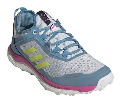 adidas Women's Terrex Agravic Flow Trail Running Shoe, Halo Blue/Acid Yellow/Crystal White - 5