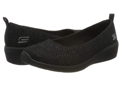 Skechers Women's Slip On Trainers, 0 UK 9 Black Black Metallic Knit Black Gunmetal Trim Bbk