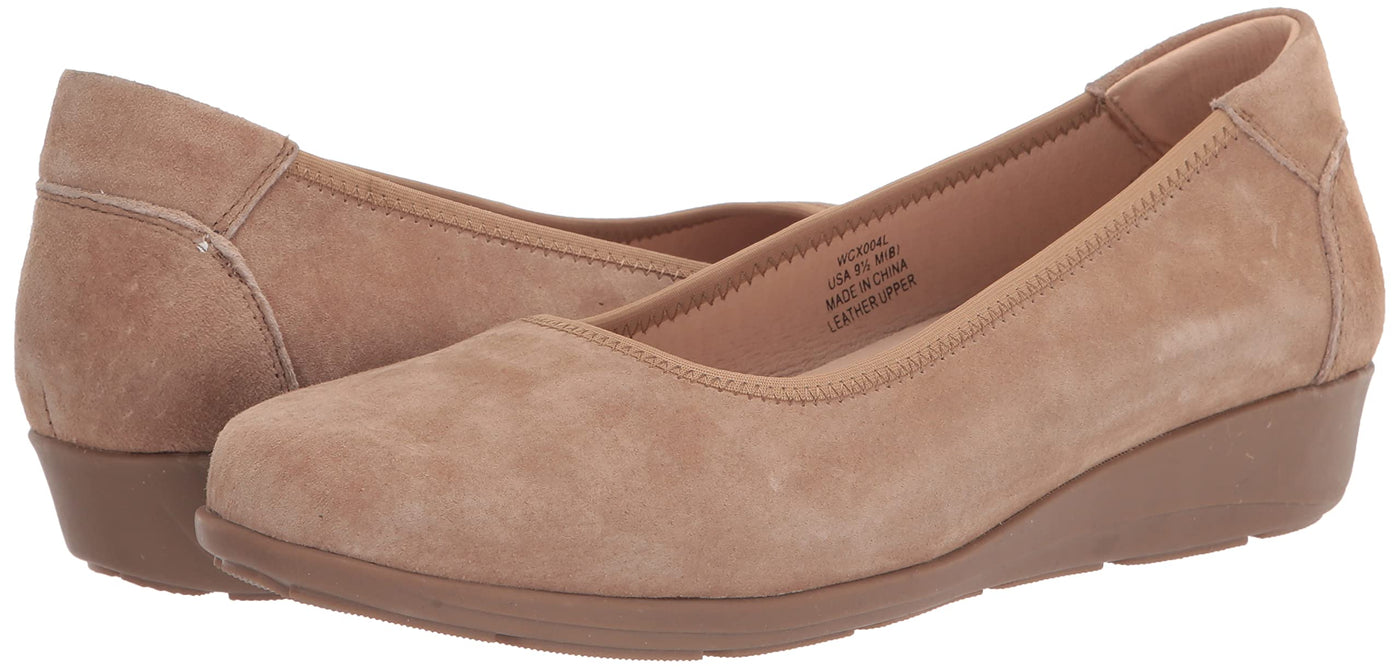 Propét Women's Yara Ballet Flat 8 Natural Buff Suede