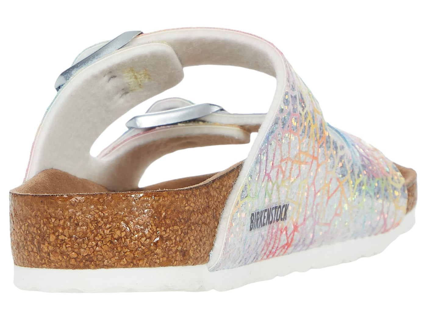 Birkenstock Girl's Arizona Veg Flashy (Toddler/Little Kid/Big Kid) Hologram Silver Microfiber EU 29 (US 11-11.5 Little Kid) Narrow