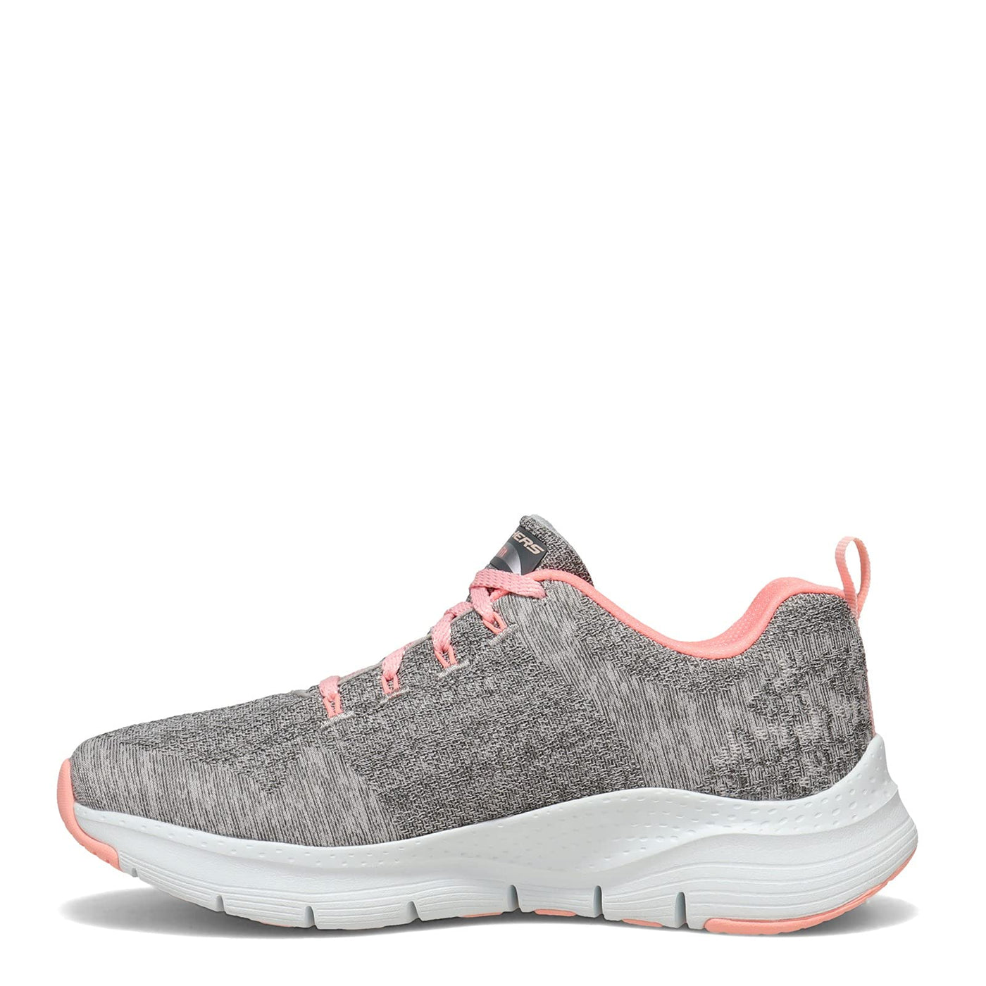 Skechers Women's Sneaker, Gray Knit Pink Trim Grey, 6