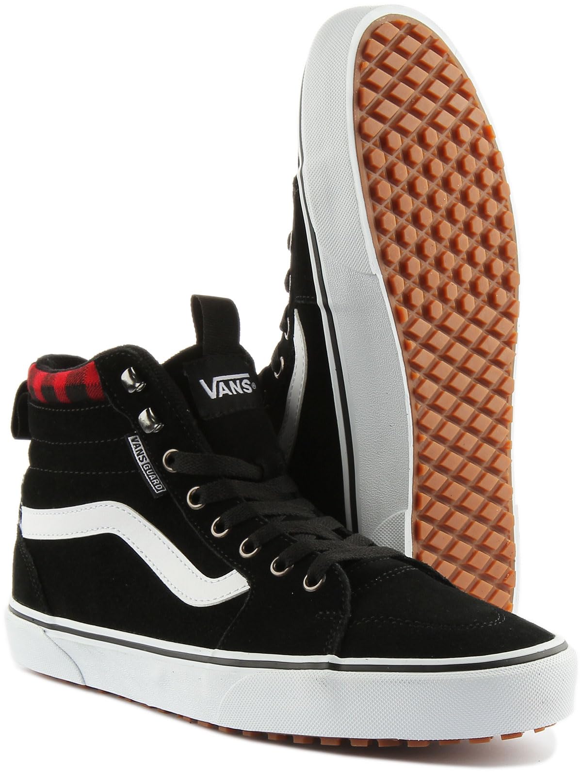 Vans Men's Single Sneaker, Suede Black Red Plaid, 9