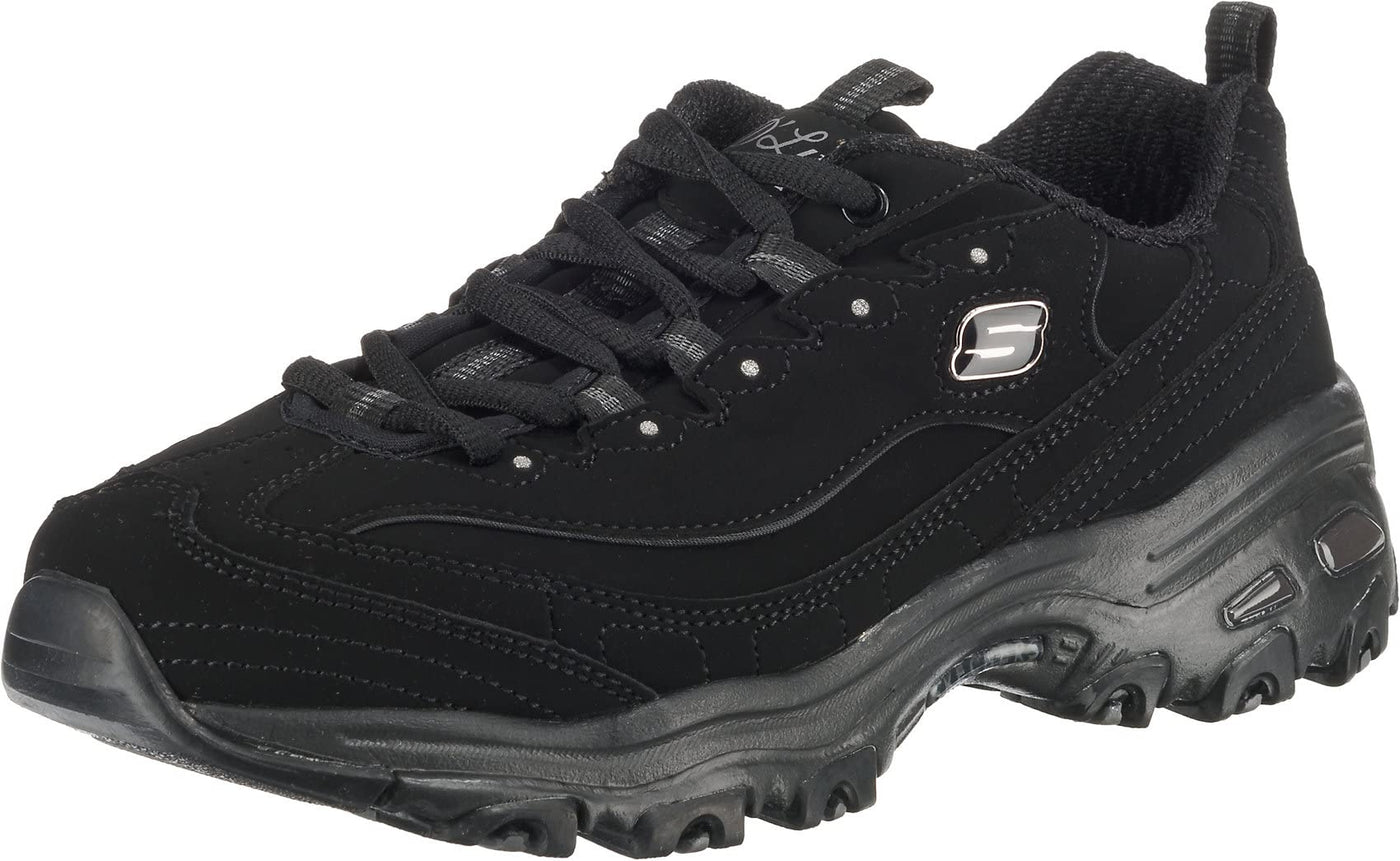 Skechers Women's D'Lites-Play on Fashion Sneaker 7.5 Black