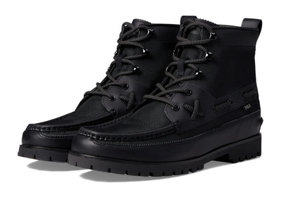 Polo Ralph Lauren Men's Ranger Mid Leather & Oxford Sneaker Boot Fashion, Black, 11