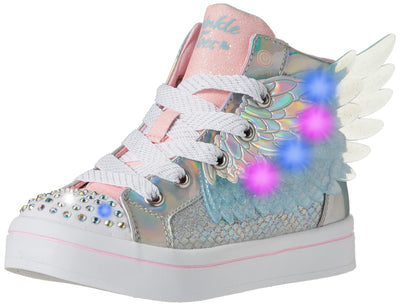 Skechers Girl's Twinkle Toes TWI-Lites 2.0-Unicorn Wings Sneaker 2 Little Kid Silver/Pink