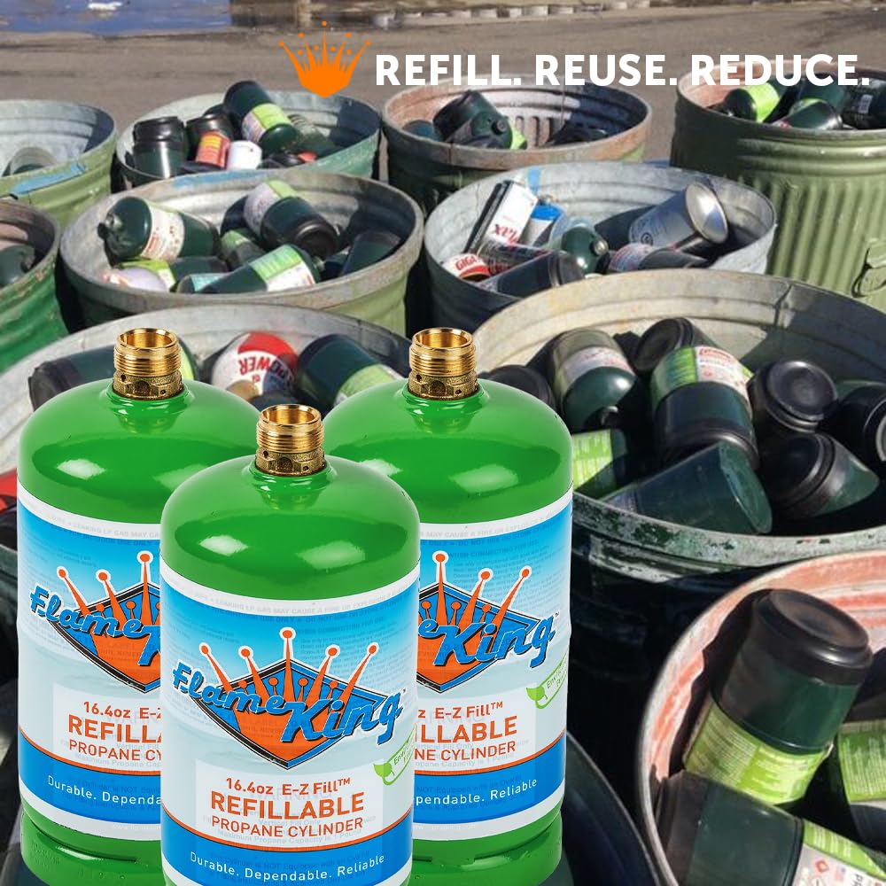 Flame King Refillable 1LB Empty Propane Cylinder Tank - Reusable - Safe and Legal Refill Option - DOT Compliant-16.4 oz (2-Pack), green (YSN164-2) 16.4 oz (2-Pack), green