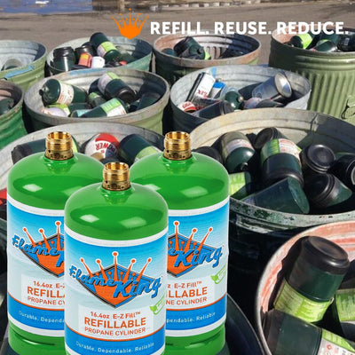 Flame King Refillable 1LB Empty Propane Cylinder Tank - Reusable - Safe and Legal Refill Option - DOT Compliant-16.4 oz (2-Pack), green (YSN164-2) 16.4 oz (2-Pack), green