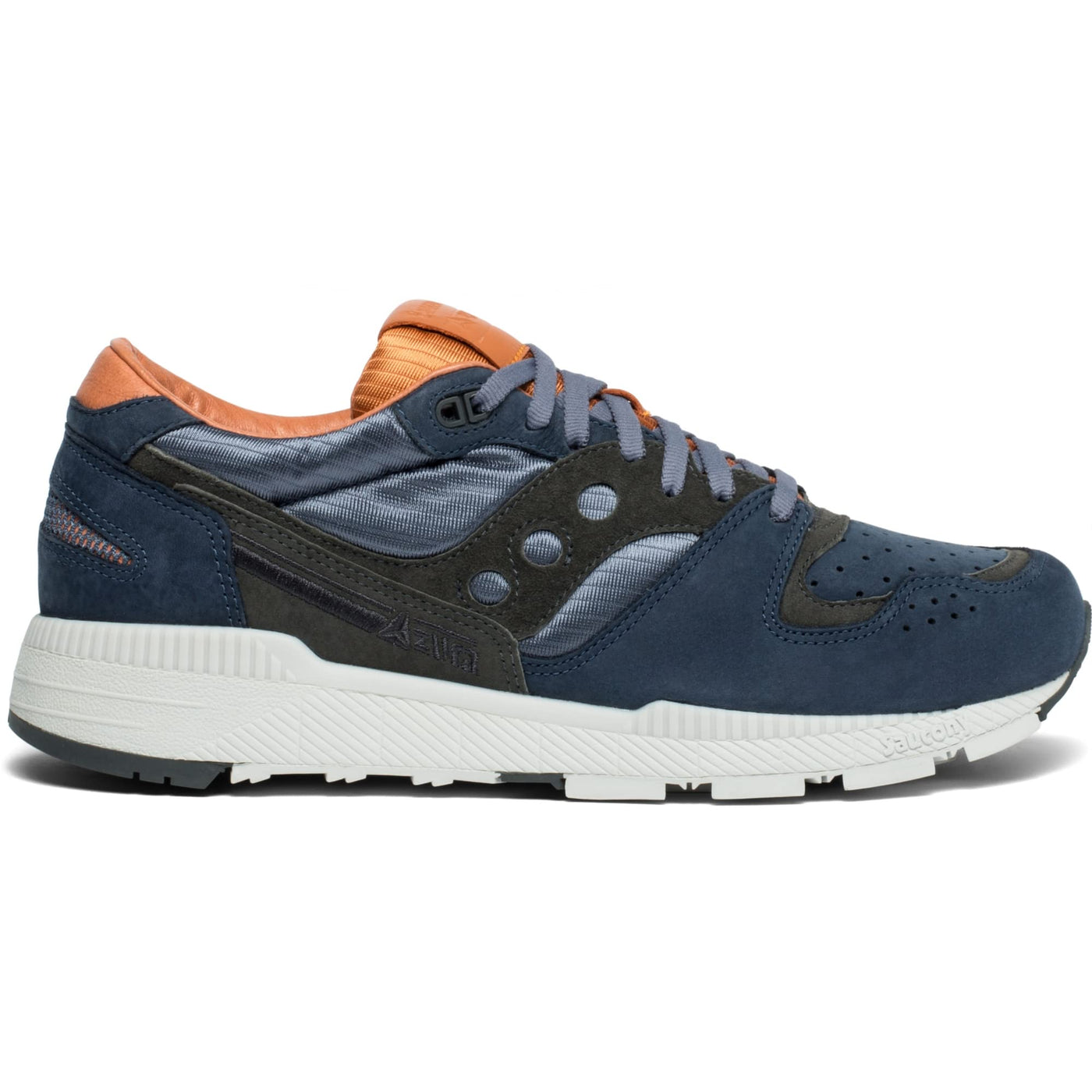 Saucony Men's Azura Weathered Luxury Sneaker, Navy/Brown, 9.5