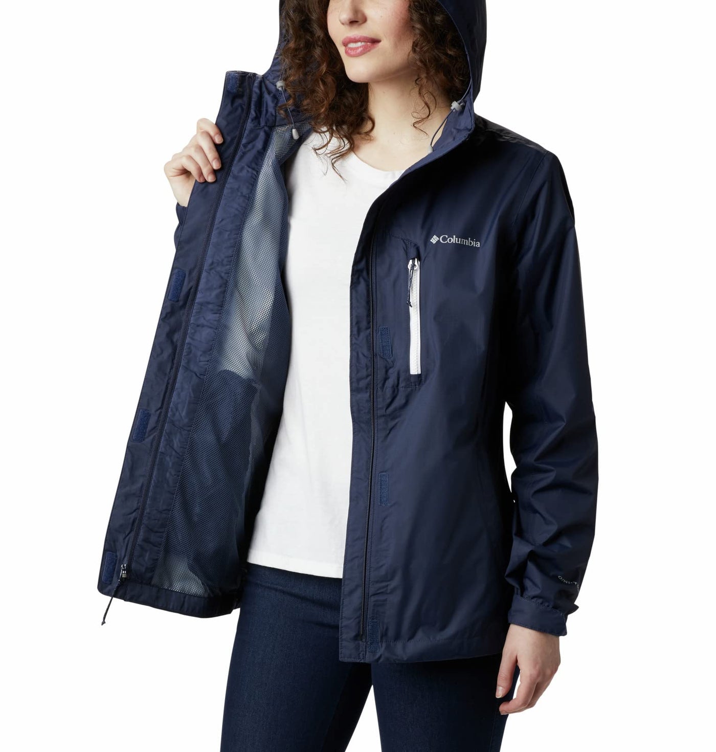 Columbia Women's Pouring Adventure II Jacket, Nocturnal/White Zip, Small