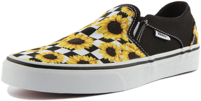 Vans Women's WM Asher Sneaker, Sunflower Checker Multi White, 8