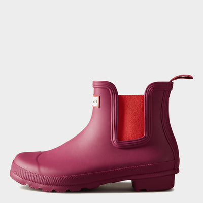 Hunter Original Women's Waterproof Chelsea Boot (Hayes Burgundy/Chill Red, US Size 7)