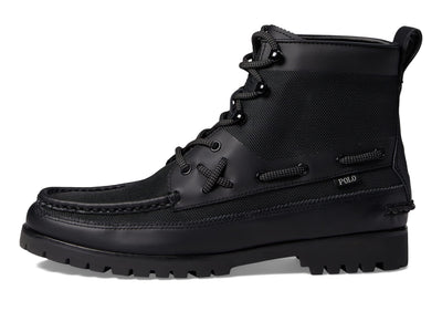 Polo Ralph Lauren Men's Ranger Mid Leather & Oxford Sneaker Boot Fashion, Black, 11