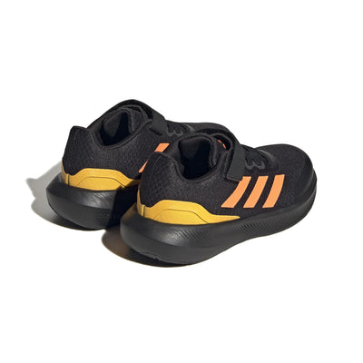 adidas Boy's Run Falcon 3.0 Elastic (Little Kid/Big Kid) Black/Screaming Orange/Solar Gold 4 Big Kid M