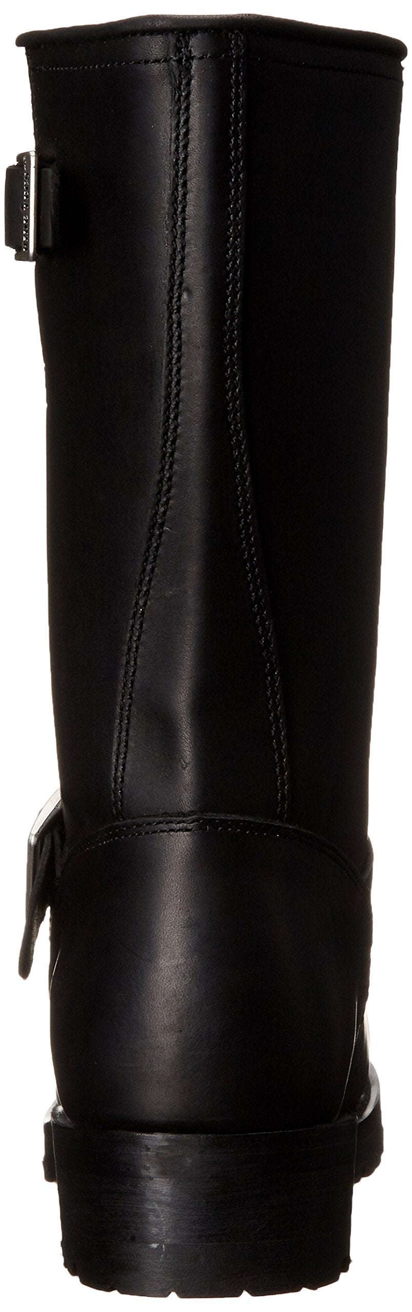 RIDETECS 11" Leather Biker Riding Boots For Men, Black - Calf High Adjustable Vamp With Side Ankle Straps