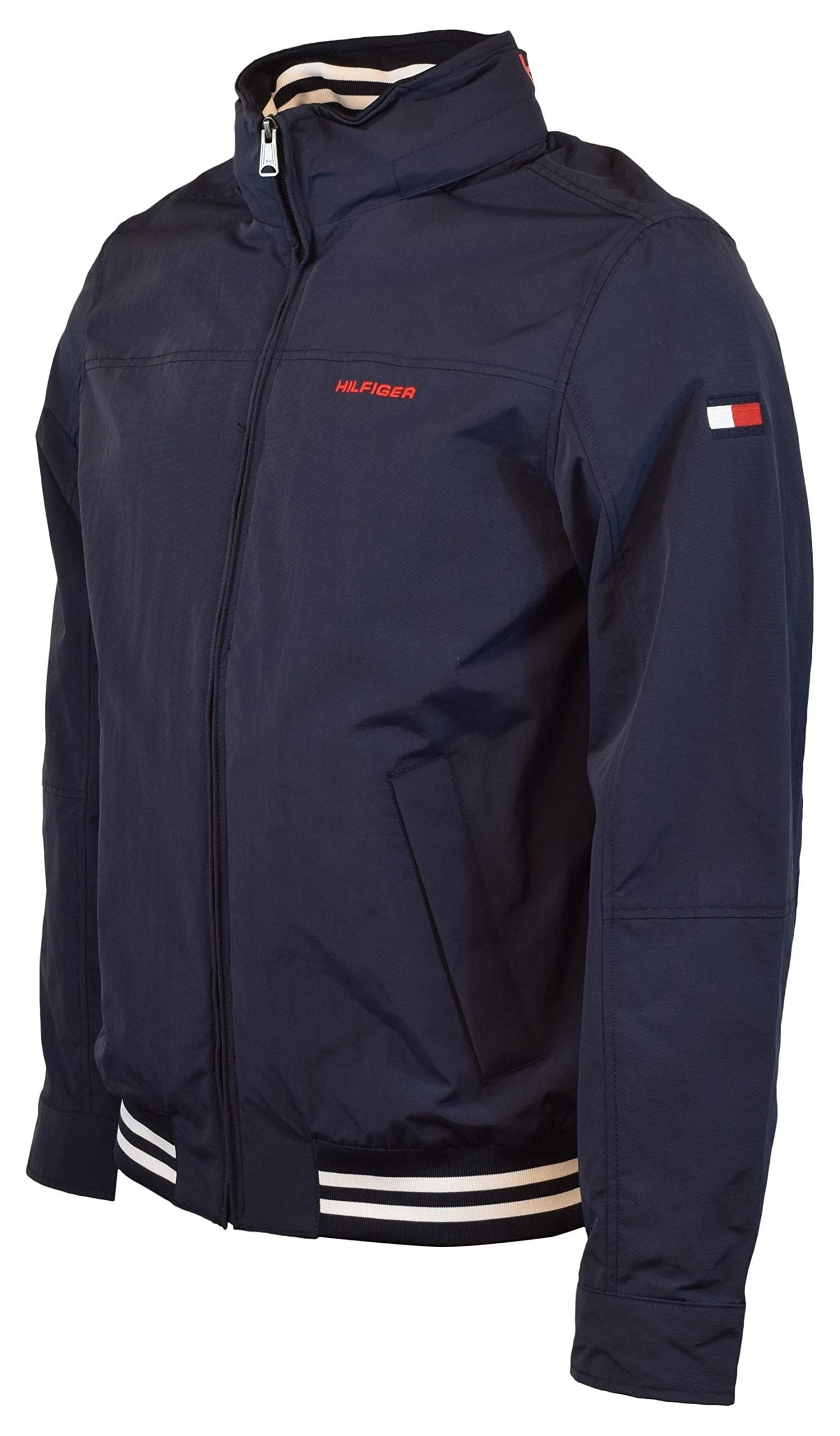 Tommy Hilfiger Men's Lightweight Waterproof Regatta Bomber Jacket Standard Large Sailor Navy