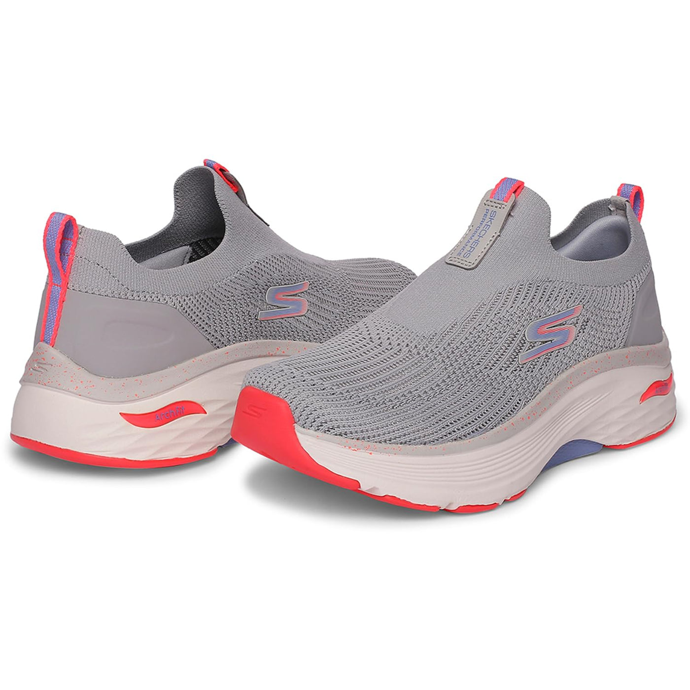 Skechers Max Cushioning Arch Fit Knit Slip-On Gray/Pink 9 B (M)