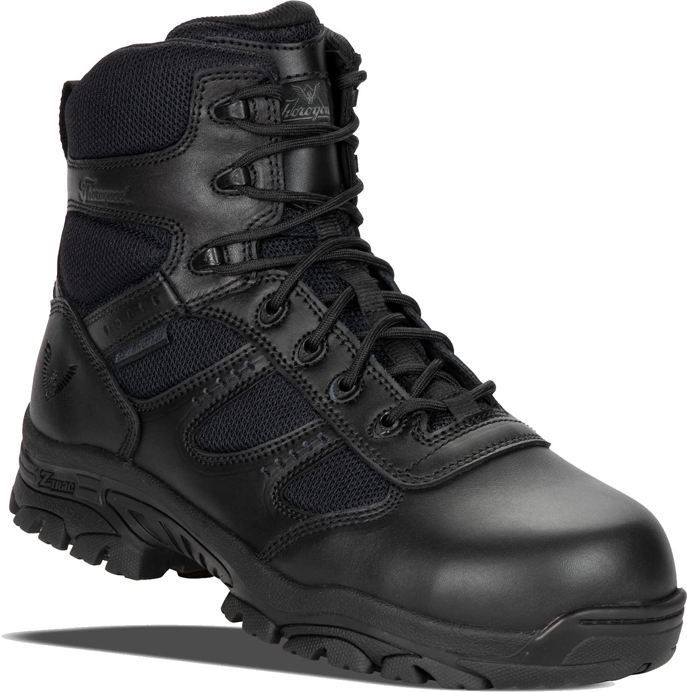 Thorogood Deuce 6” Waterproof Side-Zip Black Tactical Boots for Men and Women with Full-Grain Leather, Soft Toe, and Slip-Resistant Outsole; BBP & EH Rated 8.5