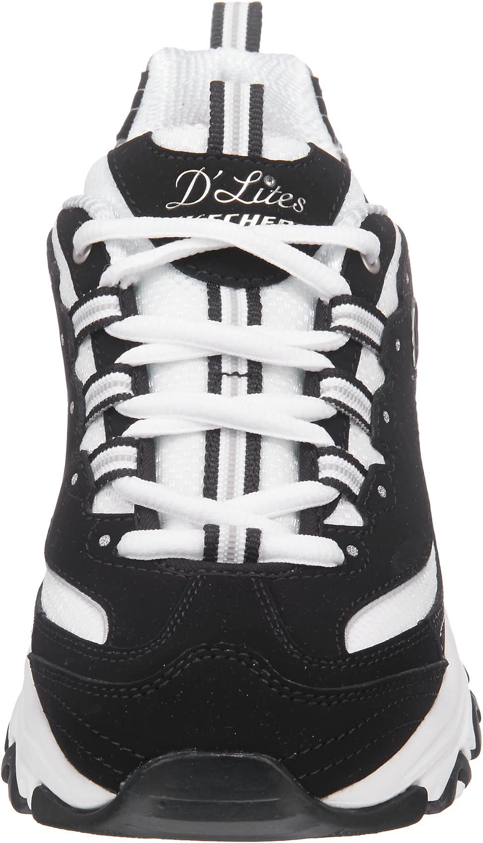 Skechers Sport Women's D'Lites Memory Foam Lace-up Sneaker,Biggest Fan Black/White,6 M US