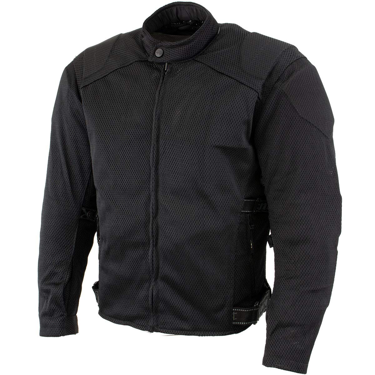 Xelement CF2157 Men's 'Caliber' Black Mesh Motorcycle Jacket with X-Armor Protection - 2X-Large