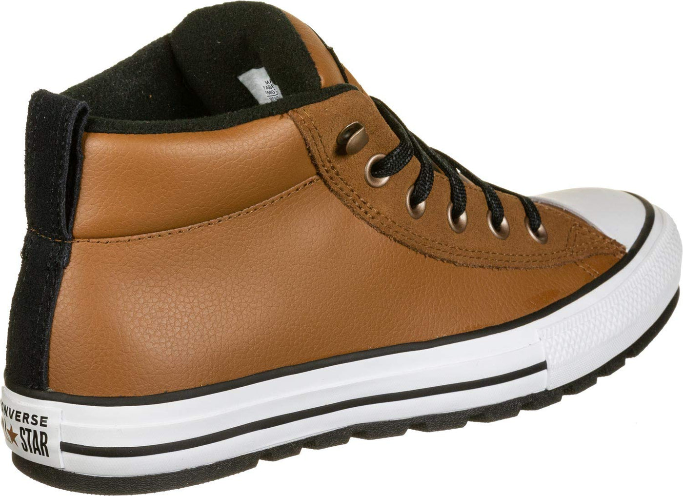 Converse Unisex-Adult Chuck Taylor All Star Leather Street Mid Top Sneaker, Warm Tan/White/Black, 3.5 M US