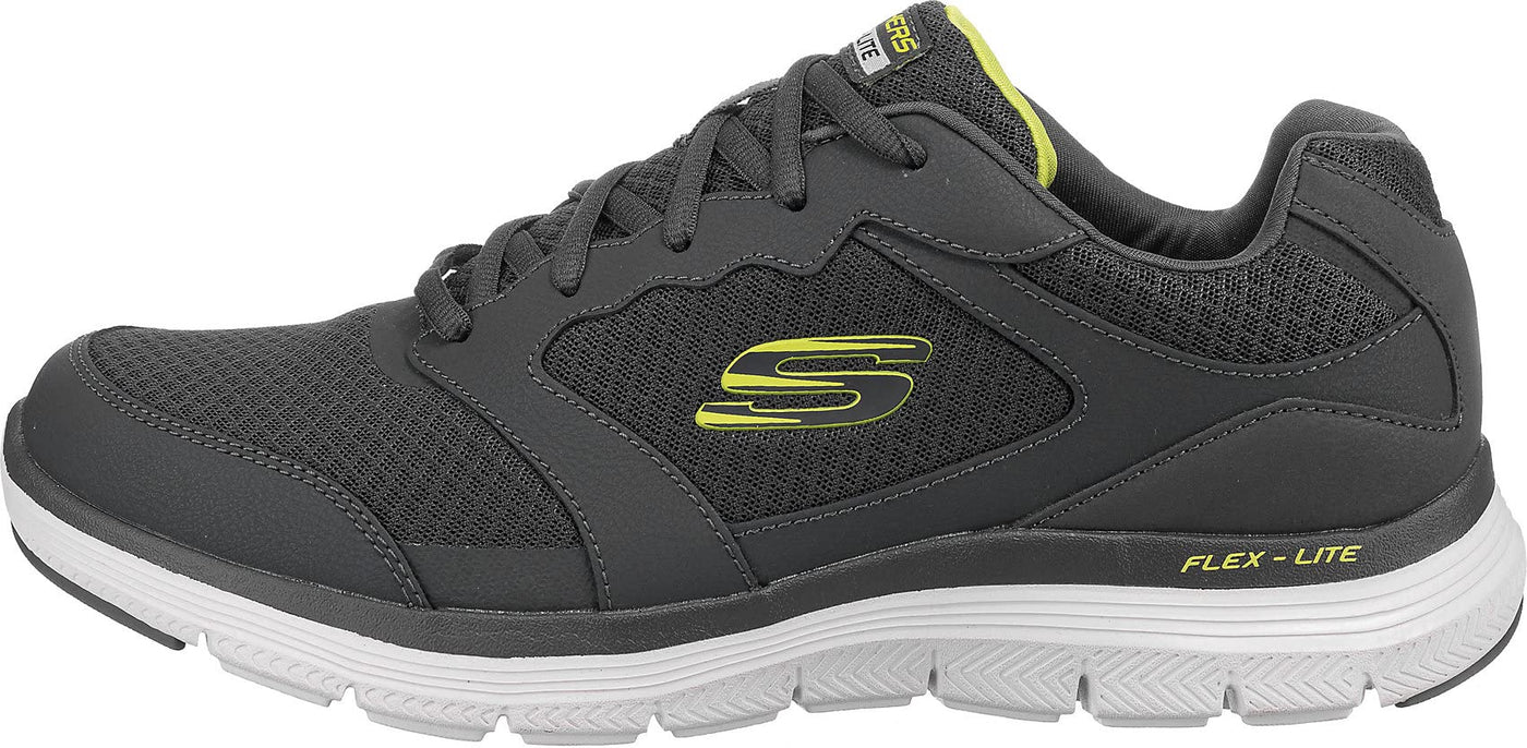 Skechers Men's Low-Top Trainer Sneaker, Charcoal Leather Mesh Pu Trim, 10