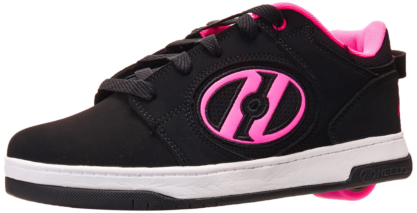 HEELYS Girl's Voyager Tennis Shoe, Black/Pink, 2 M US Big Kid