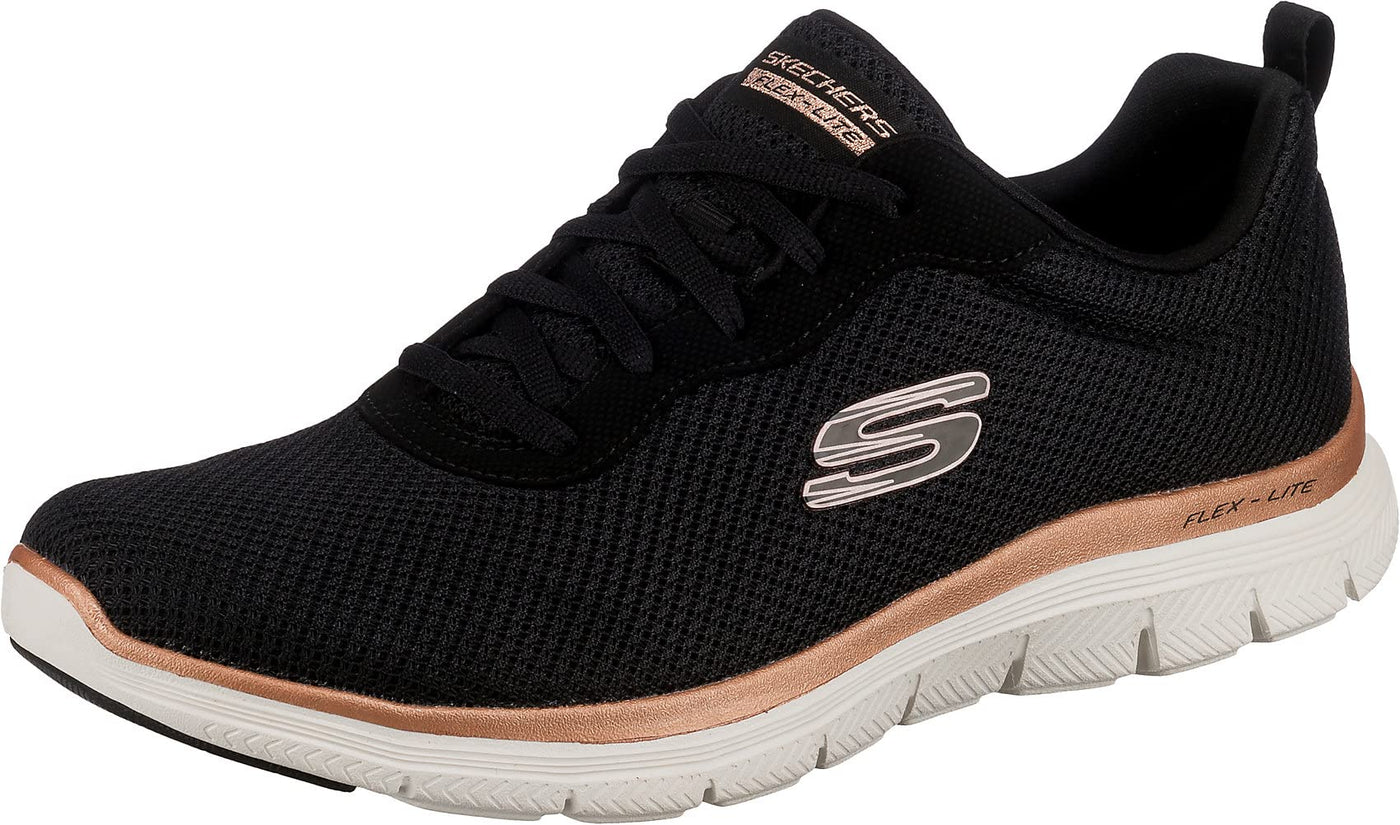 Skechers Women's Flex Appeal 4.0-Brilliant Vie Sneaker, Bkrg=Black Rose Gold, 8.5