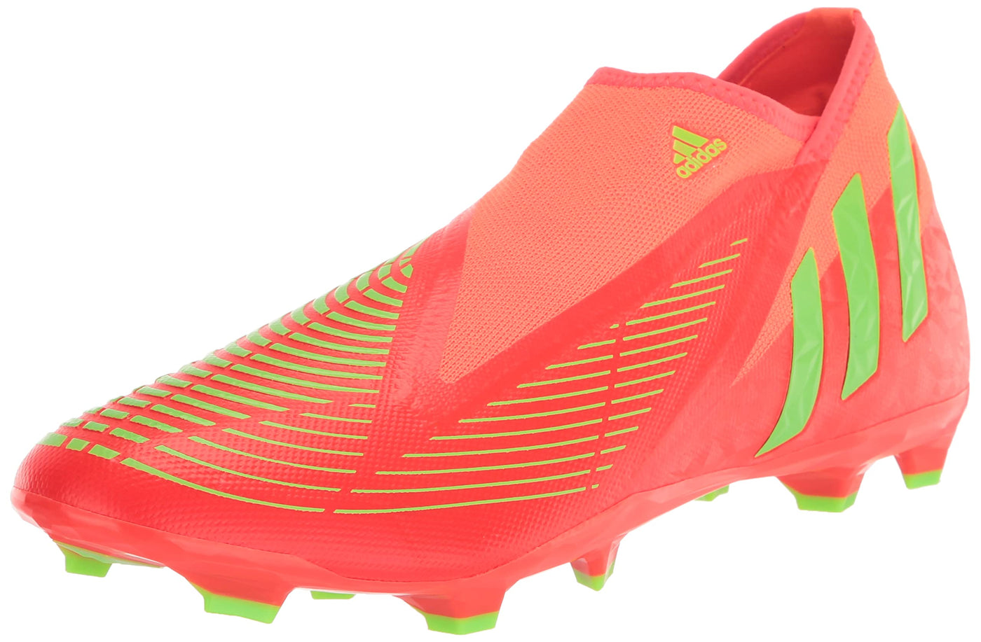 adidas Unisex-Adult Edge.3 Predator Firm Ground Soccer Shoe 4 Solar Red/Solar Green/Black (Laceless)