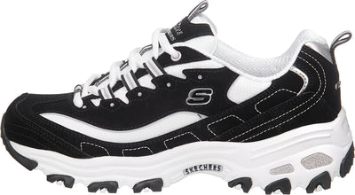 Skechers Sport Women's D'Lites Memory Foam Lace-up Sneaker,Biggest Fan Black/White,6 M US