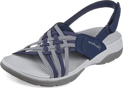 Skechers Women's ARCHFIT Reggae Sport-Hometown Sandal, Navy/Gray, 7