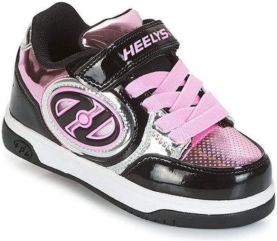 HEELYS Girl's Plus X2 Lighted (Little Kid/Big Kid) Black/Silver/Pink/Chrome 1 Little Kid M