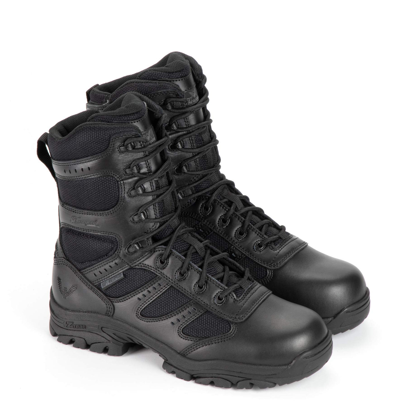 Thorogood Deuce 8” Waterproof Side-Zip Black Tactical Boots for Men and Women with Full-Grain Leather, Soft Toe, and Slip-Resistant Outsole; BBP & EH Rated 9.5