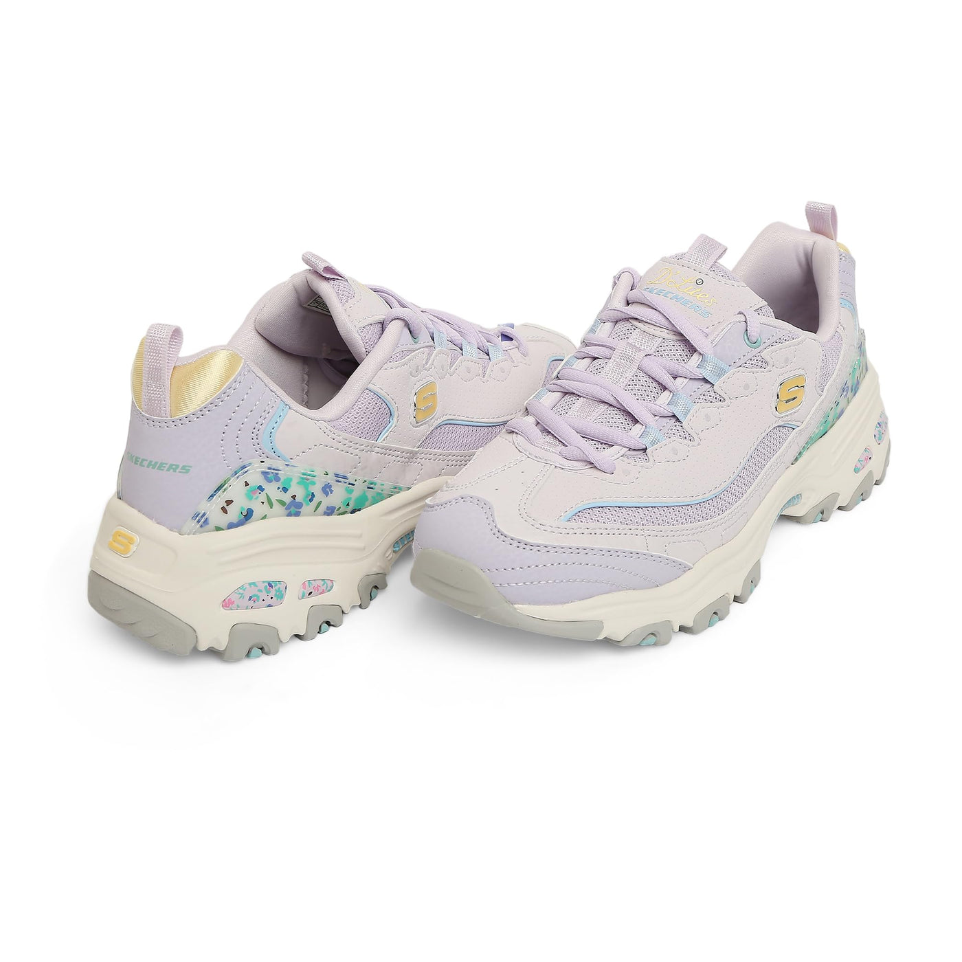 Skechers Women's D'Lites-Sweet Things, Lavender/Multi, 10 US